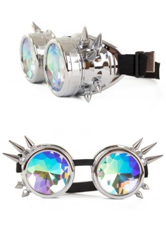 Steampunkbril met spikes zilver