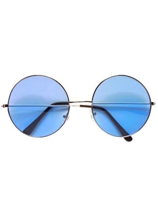 70's ronde Hippie bril met blauw glas