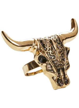 Gold buffalo skull ring