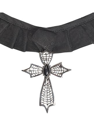 Gothic cross choker with gem