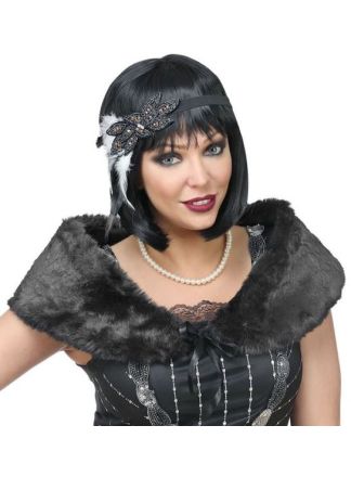 Jaren 20 stola zwart met hoofdband