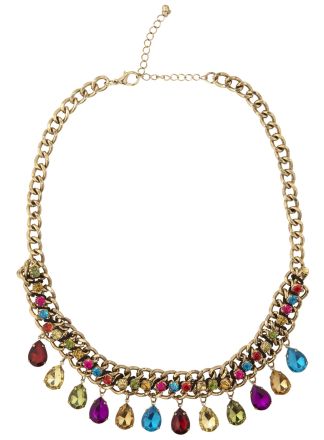 Gouden ketting met kleurijke stenen