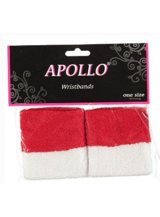 Zweetbandjes rood-wit 2 stuks
