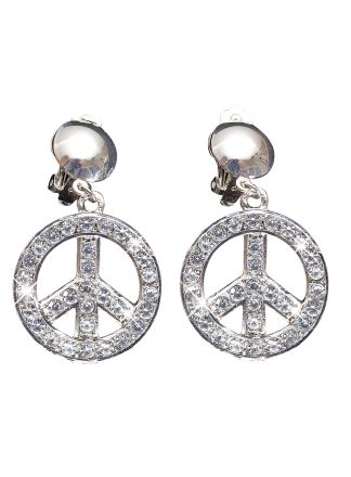 Oorbellen love & peace strass