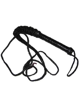 Zwarte leren zweep 240cm. (extra lang).