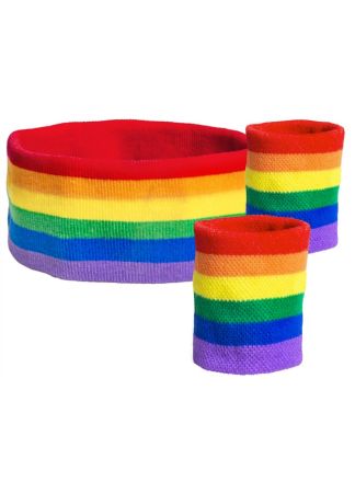 Zweetband set 3dlg. regenboog
