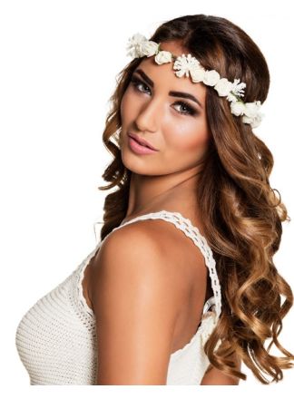 Bloemen IBIZA hoofdband wit