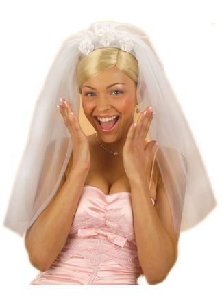 Bruidssluier wit op diadeem