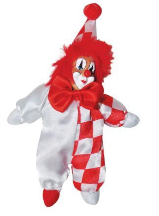Decoratie carnavals clown rood-wit 18cm.