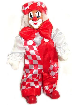 Decoratie carnavals clown rood-wit 33cm.