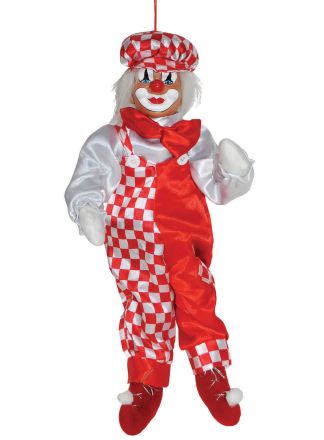 Decoratie carnavals clown rood-wit 50cm.