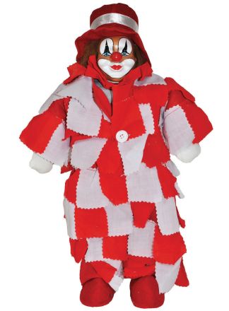Lapjes clown pop rood-wit 40cm.
