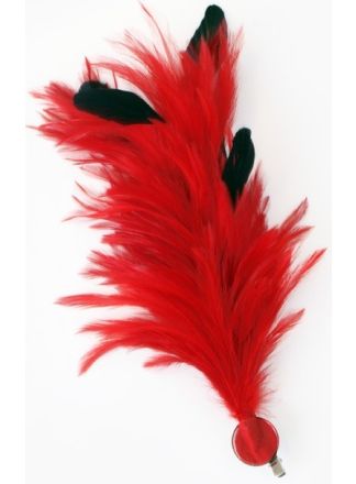 Verenpluim rood 30cm. met speld en clip