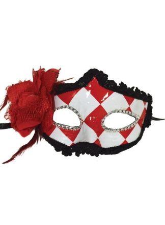 Brabants Rood wit geblokte oogmasker