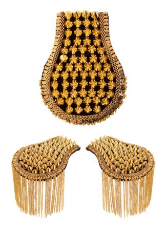 Epauletten met spikes goud 2stuks