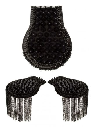 Epauletten met spikes zwart 2stuks