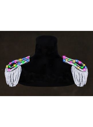 LED Epauletten zilver-multi lichtjes 2stuks