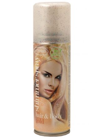 Glitterspray body/hair goud 100ml.