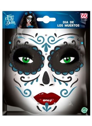 Dia de los Muertos Face art decor blue
