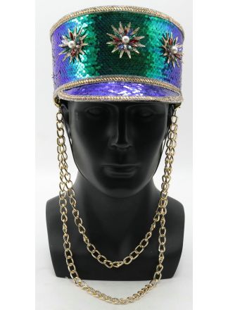 Pailletten Militaire pet blauw-groen (maat 59)