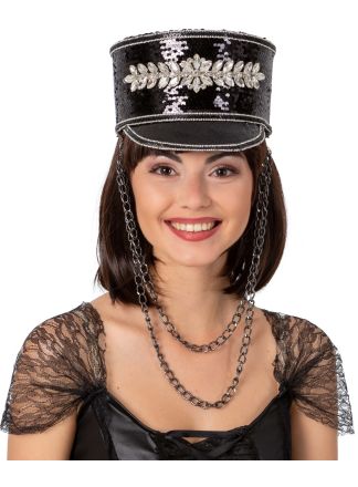 Pailletten Militaire pet zwart (maat 59)