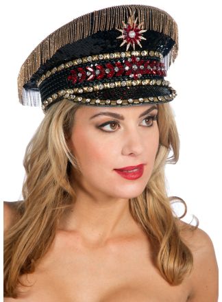 Cap Burning Man (red with fringe)