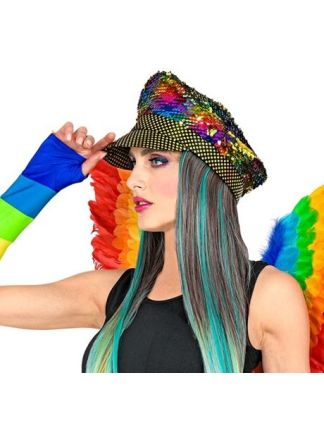 Rainbow hat with hair