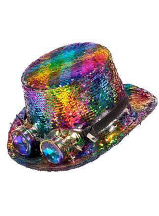 Top hat Burning Man Rainbow (goggles)