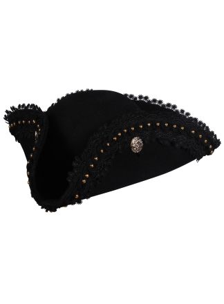 Zwarte Driepunt hoed "Pearl"