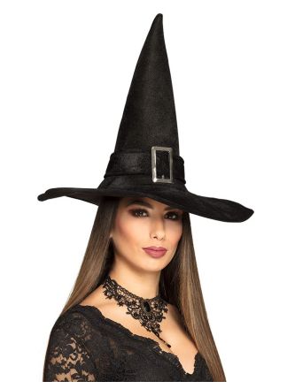 Heksenhoed velour met gesp