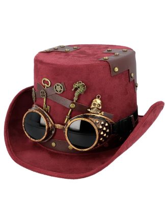 Hoed Steampunk Keypunk Bordeaux