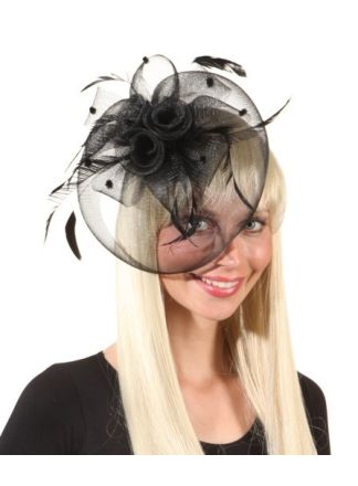 Haardeko met tule zwart  (kam)