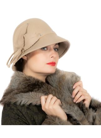 Roaring 20s hoed wolvilt beige 1maat
