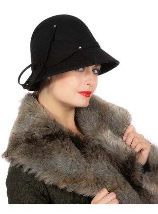 Roaring 20s hoed wolvilt zwart 1maat