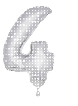 Folieballon 34inch. 86cm. cijfer 4 (excl.helium)