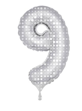 Folieballon 34inch. 86cm. cijfer 9 (excl.helium)
