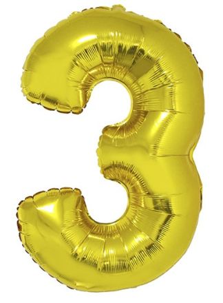 Folieballon goud 102cm. cijfer 3 (excl.helium)