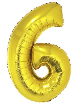 Folieballon goud 102cm. cijfer 6 (excl.helium)