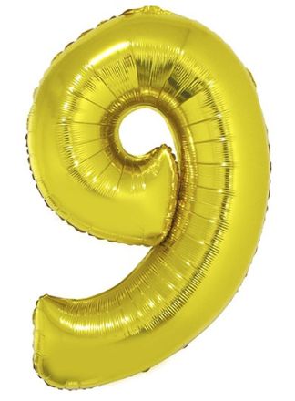 Folieballon goud 102cm. cijfer 9 (excl.helium)