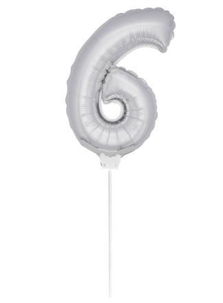 Mini ballon 36cm. met lucht cijfer 6