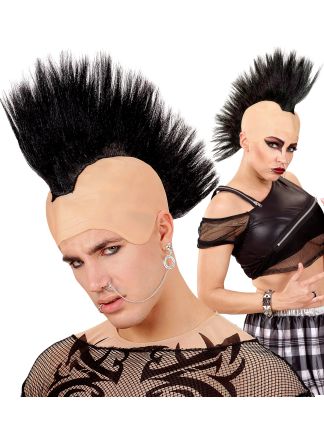 Schedel Punker met zwarte hanekam