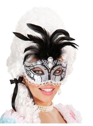 Oogmasker luxe m.veer zilver