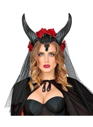 Black bridal veil with horens