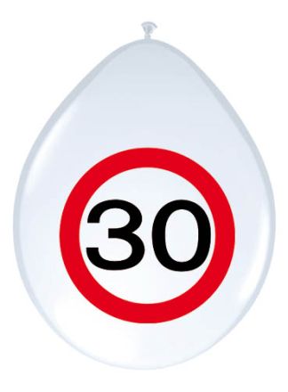 Ballonnen 30 verkeersbord 8 stuks