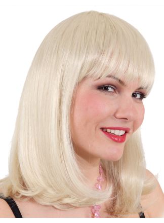 Pruik met pony blond