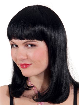 Pruik met pony zwart