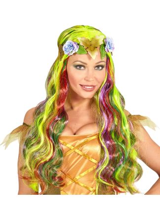 Pruik Flower fairy multikleur