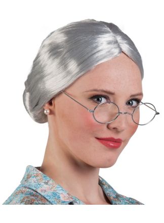 Oma pruik reklame  lichtgrijs