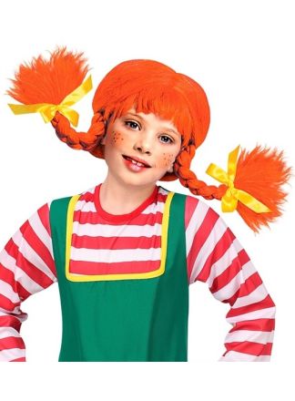 Oranje Pippi pruik kind vervormbaar