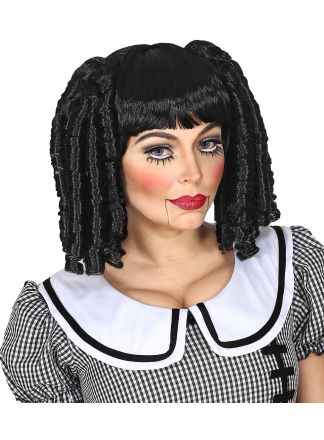 Zwarte Halloween pruik: "Doll Wig"